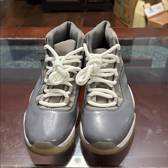 Jordan Gray and White High-Top Sneakers - Picture 2 of 7